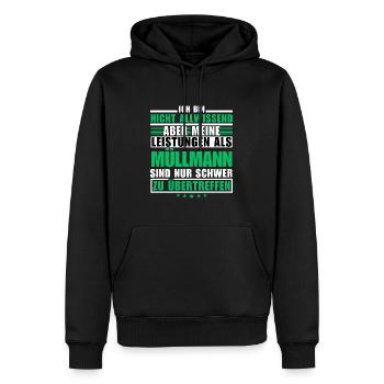 Unübertroffene Leistung als Müllmann - Männer Premium Bio Hoodie - Schwarz - Vorne - Nico (187cm)