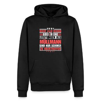 Unübertroffene Leistung als Müllmann - Männer Premium Bio Hoodie - Schwarz - Vorne - Nico (187cm)