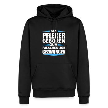 Pfleger im falschen Job gelandet - Männer Premium Bio Hoodie - Schwarz - Vorne - Nico (187cm)