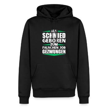 Blacksmith landed in the wrong job - Men’s Premium Organic Hoodie - black - Front - Nico (187cm)