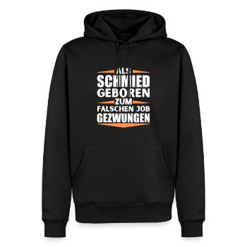 Schmied im falschen Job gelandet - Männer Premium Bio Hoodie - Schwarz - Vorne - Nico (187cm)