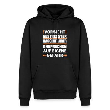 Ne vous approchez pas du conducteur de la pelle stressé ! - Sweat à capuche Premium bio Homme - noir - Devant - Nico (187cm)