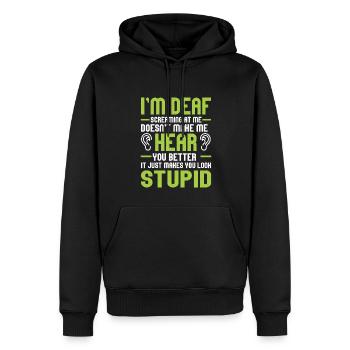 Sourd-muet Sourd Langue des signes Sourds Audition sourde - Sweat à capuche Premium bio Homme - noir - Devant - Nico (187cm)