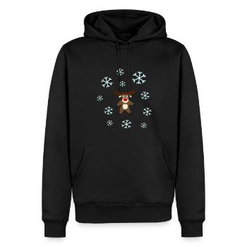 Rentier im Schnee Elche Schneeflocke Weihnachten - Männer Premium Bio Hoodie - Schwarz - Vorne - Nico (187cm)