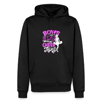 cheerleader cheerleading gift sport girls ge - Men’s Premium Organic Hoodie - black - Front - Nico (187cm)