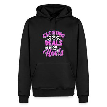 agent immobilier agent immobilier cadeau cadeau - Sweat à capuche Premium bio Homme - noir - Devant - Nico (187cm)