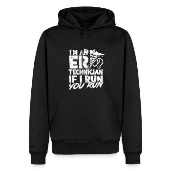 urgence, infirmière, hôpital, krankenpf - Sweat à capuche Premium bio Homme - noir - Devant - Nico (187cm)