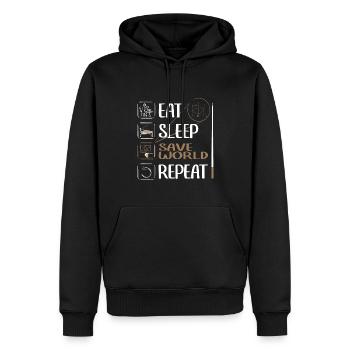 Un super professeur de mathématiques sauve le monde - Sweat à capuche Premium bio Homme - noir - Devant - Nico (187cm)