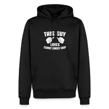 Ce gars adore la soupe aux carottes et au gingembre - Sweat à capuche Premium bio Homme - noir - Devant - Nico (187cm)