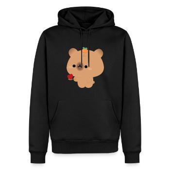 Capybara Feeding Love - Men’s Premium Organic Hoodie - black - Front - Nico (187cm)