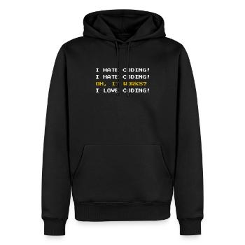 I love CODING Programmer Shirt IT Code Online - Men’s Premium Organic Hoodie - black - Front - Nico (187cm)