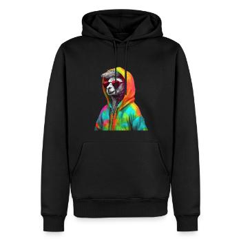 Lama avec lunettes de soleil Lama coloré en Alpaga frais - Sweat à capuche Premium bio Homme - noir - Devant - Nico (187cm)