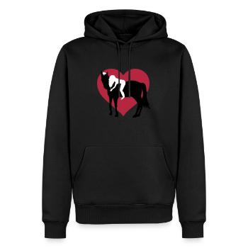 Fille et son cheval - Sweat à capuche Premium bio Homme - noir - Devant - Nico (187cm)