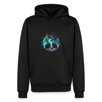 lebensbaum,baum des kebens,blumen, yoga - Männer Premium Bio Hoodie - Schwarz - Vorne - Nico (187cm)