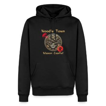 Noodle Town - Men’s Premium Organic Hoodie - black - Front - Nico (187cm)