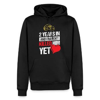 Deuxième anniversaire de mariage 2 ans n’ont pas tué - Sweat à capuche Premium bio Homme - noir - Devant - Nico (187cm)