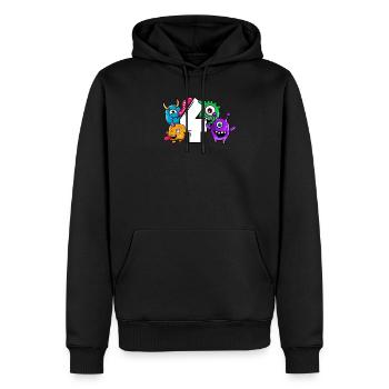 Monstre quatrième anniversaire 4 ans cadeau - Sweat à capuche Premium bio Homme - noir - Devant - Nico (187cm)