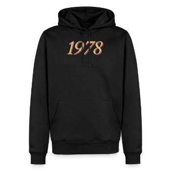 1978 - Men’s Premium Organic Hoodie - black - Front - Nico (187cm)