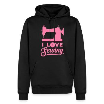 J’aime coudre Couturière Couturière - Sweat à capuche Premium bio Homme - noir - Devant - Nico (187cm)