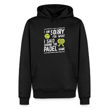 Conception de padel pour les joueurs de tennis de padel - Sweat à capuche Premium bio Homme - noir - Devant - Nico (187cm)