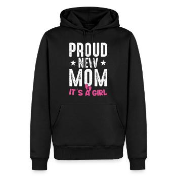 Fière nouvelle maman c’est une fille bébé genre révéler - Sweat à capuche Premium bio Homme - noir - Devant - Nico (187cm)