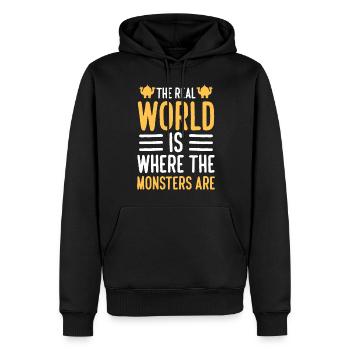 Mignon petit frère de sœur - Sweat à capuche Premium bio Homme - noir - Devant - Nico (187cm)