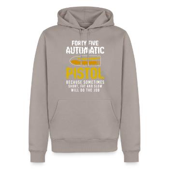 Pistole Gewehr Jagd Sportschießen - Männer Premium Bio Hoodie - Taupe - Vorne - Nico (187cm)