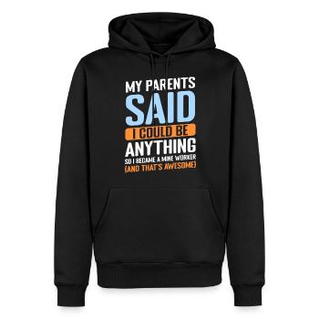 Miners underground treasures - Men’s Premium Organic Hoodie - black - Front - Nico (187cm)