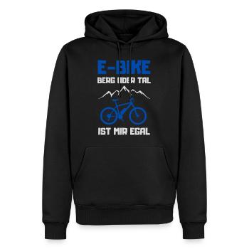 E-Bike Berg oder Tal ist mir Egal Geschenk - Männer Premium Bio Hoodie - Schwarz - Vorne - Nico (187cm)