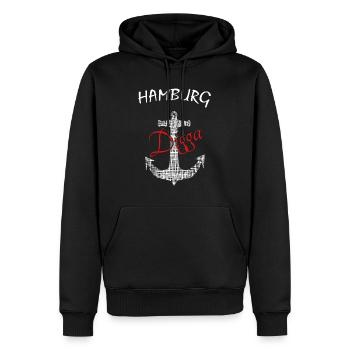 Hamburg Digga - Männer Premium Bio Hoodie - Schwarz - Vorne - Nico (187cm)