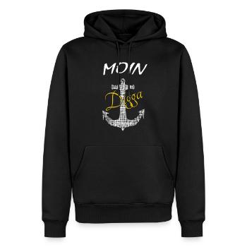 Moin - Männer Premium Bio Hoodie - Schwarz - Vorne - Nico (187cm)
