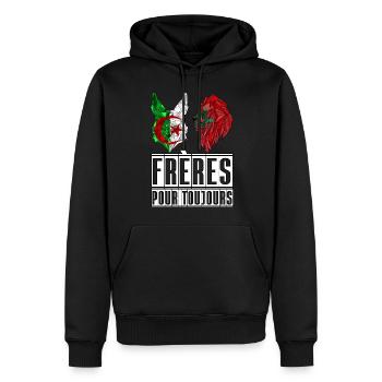 Algériens Marocains frères pour toujours - Sweat à capuche Premium bio Homme - noir - Devant - Nico (187cm)