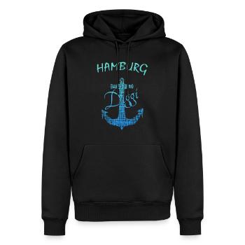 Hamburg - Männer Premium Bio Hoodie - Schwarz - Vorne - Nico (187cm)