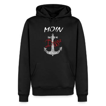 Moin Digga - Männer Premium Bio Hoodie - Schwarz - Vorne - Nico (187cm)