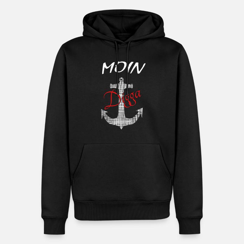 Moin Digga - Männer Premium Bio Hoodie - Schwarz