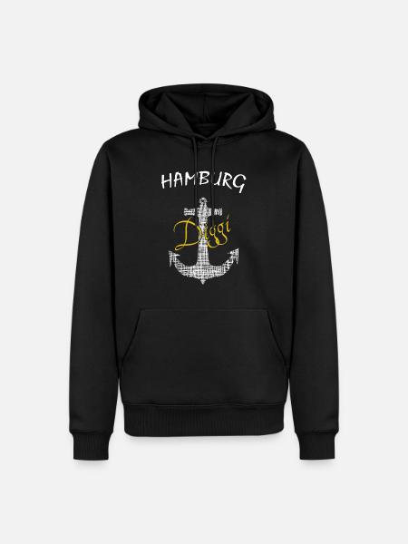 Hamburg - Männer Premium Bio Hoodie - Schwarz