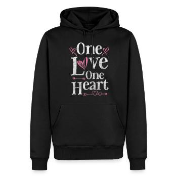 Beziehung Valentinstag Paare Partner - Männer Premium Bio Hoodie - Schwarz - Vorne - Nico (187cm)