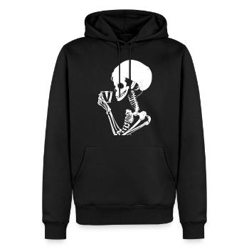 Sarcastic Funny Skeleton Drinking Espresso Coffee - Men’s Premium Organic Hoodie - black - Front - Nico (187cm)