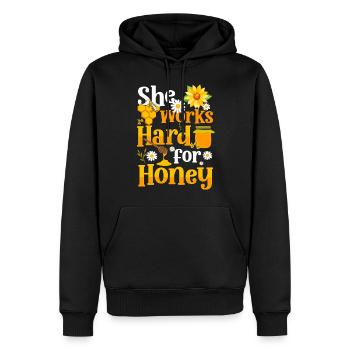 Producteurs de miel pour la protection de l’environnement - Sweat à capuche Premium bio Homme - noir - Devant - Nico (187cm)