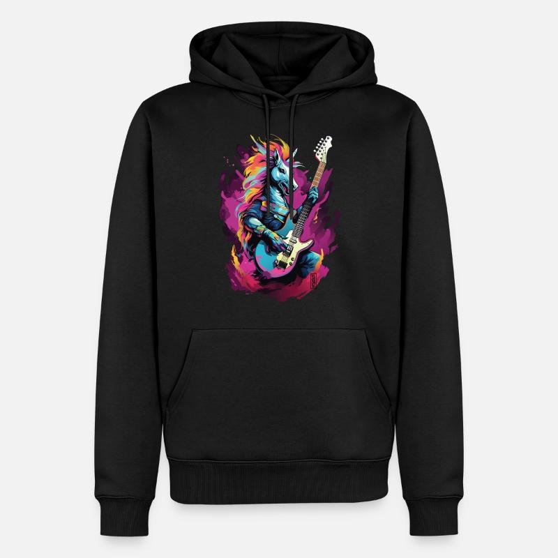 Rock Unicorn - Männer Premium Bio Hoodie - Schwarz
