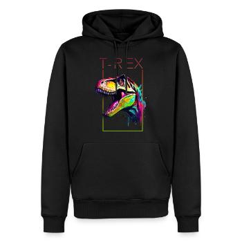 Multicolored T-Rex: Breaking Boundaries - Men’s Premium Organic Hoodie - black - Front - Nico (187cm)