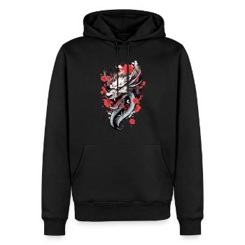 Dragon japonais - Sweat à capuche Premium bio Homme - noir - Devant - Nico (187cm)