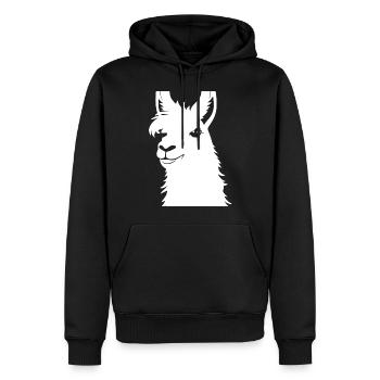 Funny Llama Silhouette Cheeky Fun Llamas - Men’s Premium Organic Hoodie - black - Front - Nico (187cm)