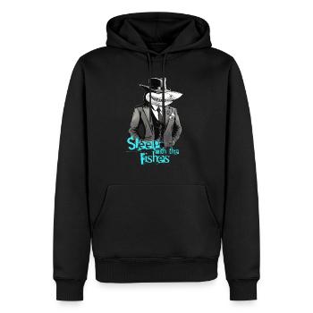 Dormir avec les poissons - Sweat à capuche Premium bio Homme - noir - Devant - Nico (187cm)