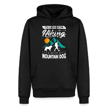 Hiking with my Mountain Dog - Männer Premium Bio Hoodie - Schwarz - Vorne - Nico (187cm)