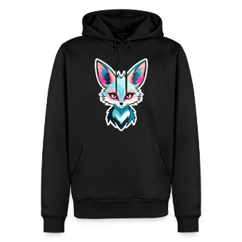 Dessin de Fennec renard du désert - Sweat à capuche Premium bio Homme - noir - Devant - Nico (187cm)