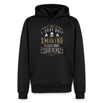 Cigarettes de tabac non-fumeurs Target - Sweat à capuche Premium bio Homme - noir - Devant - Nico (187cm)