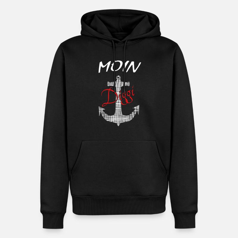 Anker Moin Diggi - Männer Premium Bio Hoodie - Schwarz