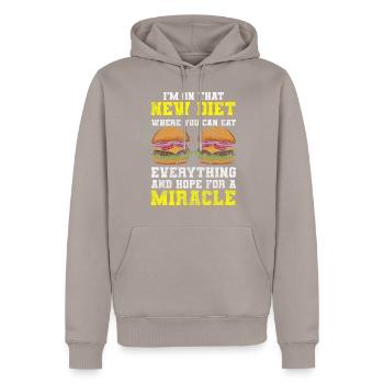 Essen Restaurant Vielesser - Männer Premium Bio Hoodie - Taupe - Vorne - Nico (187cm)