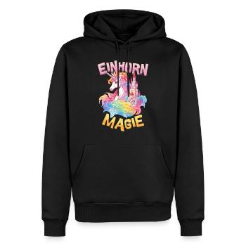 Einhorn Magie Regenbogen Schloss Bunt Fantasie - Männer Premium Bio Hoodie - Schwarz - Vorne - Nico (187cm)